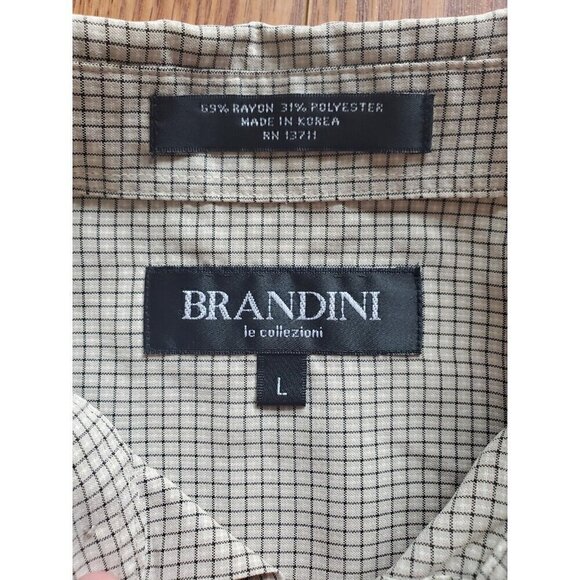 Brandini Le Collezioni button up long sleeve Mens Sz Large browns suede-like - Picture 5 of 11